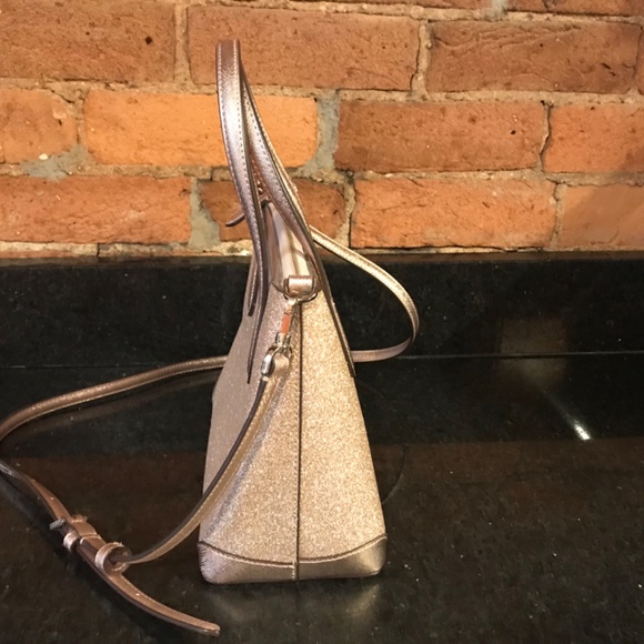 Kate Spade Lola Satchel Crossbody Shimmy Glitter Rose Gold Sparkle Handbag Purse - Picture 4 of 11